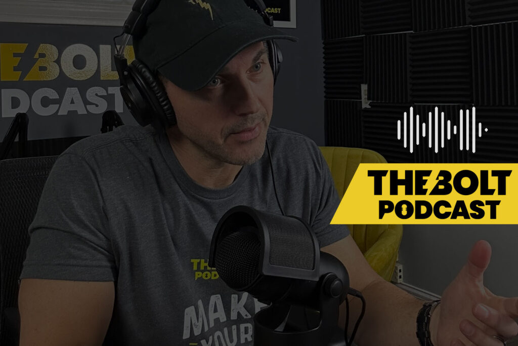 Todd Bertsch in the BOLT studio recording Decision Fatigue episode