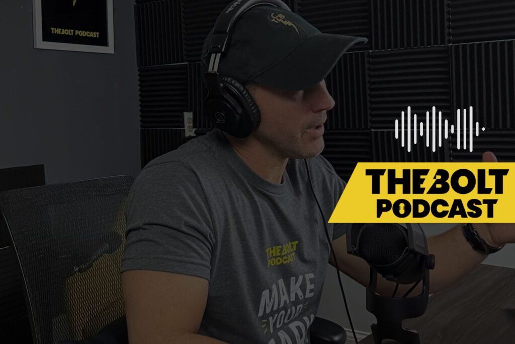 Todd Bertsch in the BOLT studio recording Work-Life Balance episode