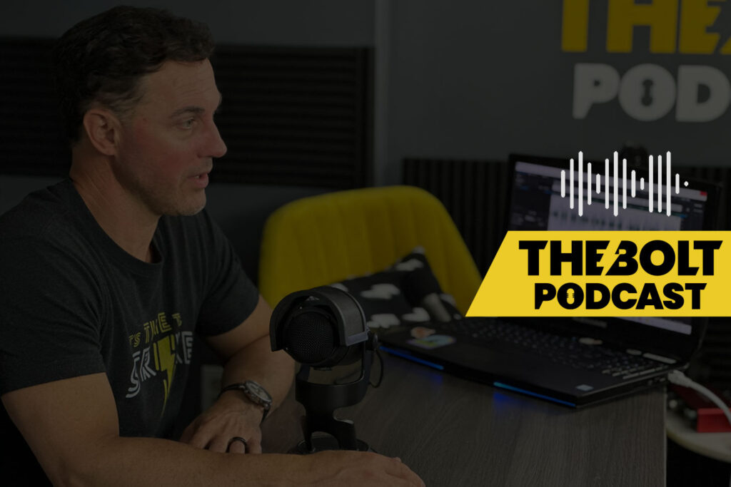Todd Bertsch recording in the BOLT podcast studio