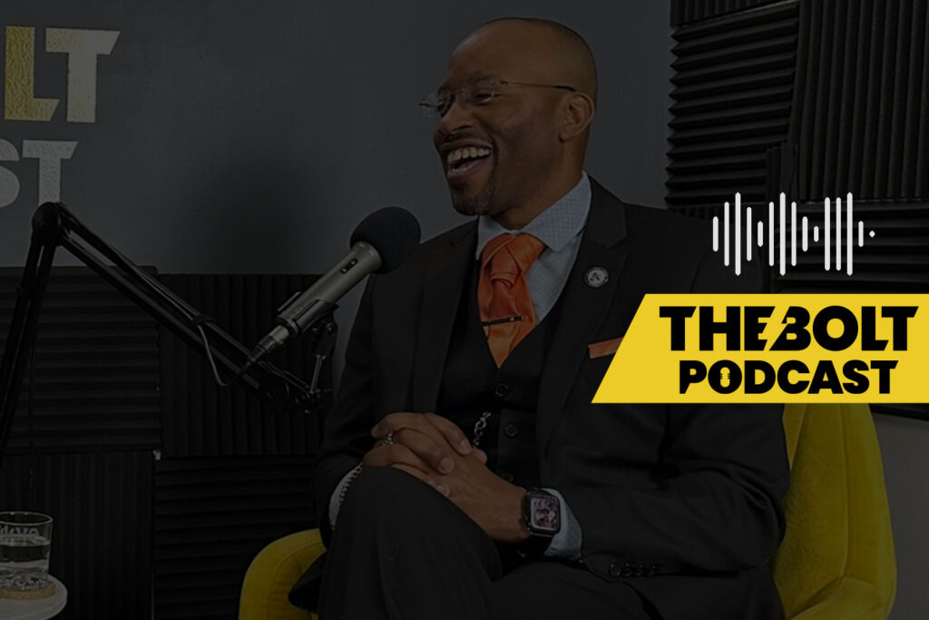 Justin Hilton in the BOLT podcast studio