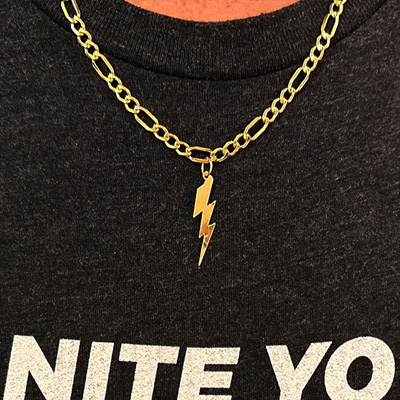 gold chain with bolt pendant