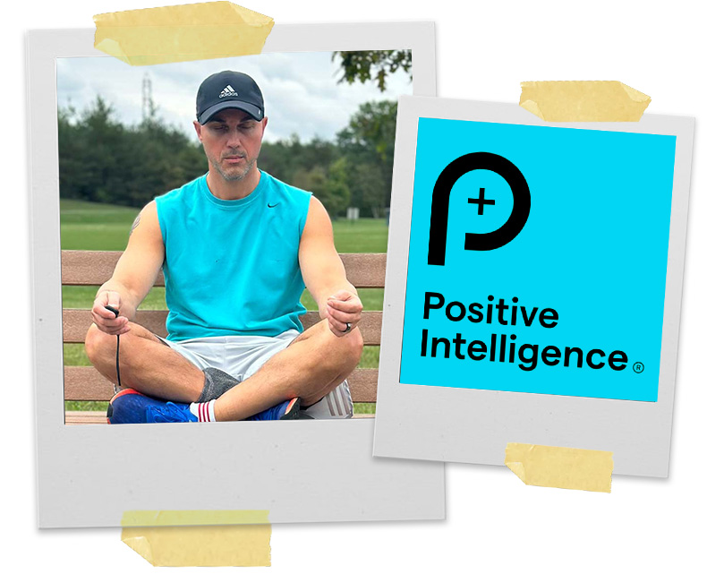 Todd Bertsch meditating on a bench